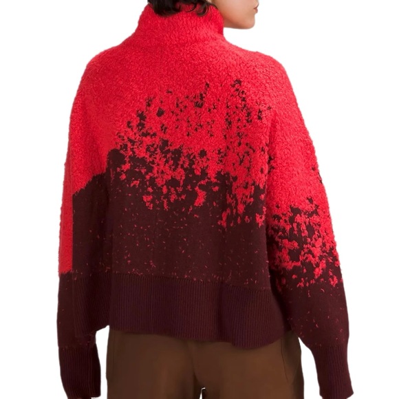 Lululemon Ombre Knit Textured Turtleneck Red Merlot/Carnation Red Size 8 - Picture 2 of 14
